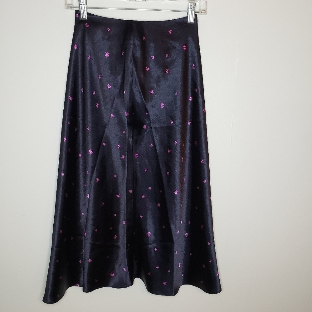 NWT White Fox Navy Floral Bottomless Brunch Midi Skirt XS